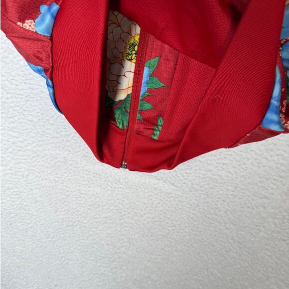 Adidas Logo Preppy Farm Rio Retro Floral Track Jacket Zip Up Chita Red S - Picture 5 of 5